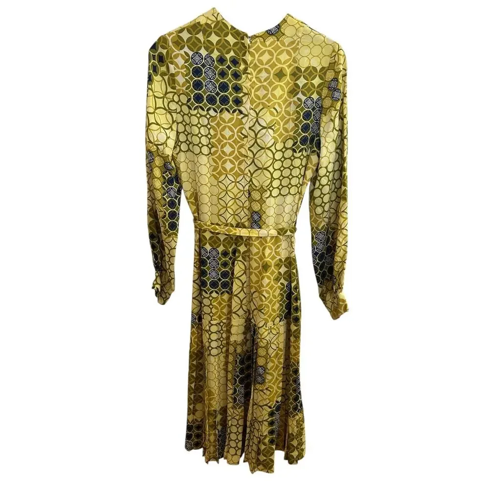 1960s Mod Geometric Print Dress with Scarf & Belt - Picture 4 of 10